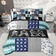 thumbnail image 1 of Manfei Hockey Ball Gamer 7 Pieces Bedding Comforter Set,Sport Theme Full Bedding Set,Patchwork Geometric Checkered Fitted Sheet Flat Sheet For Teens,Super Cozy Room Decor Reversible, 1 of 8