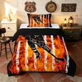 thumbnail image 1 of Manfei Hockey Player Twin Comforter Sets, Sport Patriotic USA Flag Bedding Set, Orange Black, Black Reversible 2pcs, 1 Comforter and 1 Pillowcase, 1 of 6