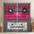 thumbnail image 1 of Homewish Home Sweet Home Blackout Curtains Set of 2 (52x84 Each), Grey Pink Cartoon Window Curtains, Old Fashion Disco Music Curtains and Drapes, Living Room Curtains Decor, 1 of 6