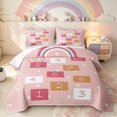 thumbnail image 1 of Manfei Hopscotch Number Twin Quilt Set, Rainbow Cloud Twin Coverlet Set, Pink, 2 Pieces, 1 Bedspread and 1 Pillowcase, 1 of 7