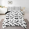thumbnail image 1 of Manfei Horror Bat Queen Comforter Set,Halloween Theme Bedding Sets,White Black Bedding Comforter Set For Teens Boys,Super Cozy Room Decor Reversible,3 Pieces, 1 of 8