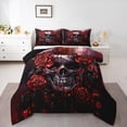 thumbnail image 1 of Manfei Horror Gothic Skeleton Bedding Comforter Set,Red Vintage Flower Twin Comforter Sets,Halloween Skull Bedding Set For Boys Girls,Luxury Bedroom Decor Reversible,2pcs, 1 of 8
