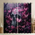 thumbnail image 1 of Manfei Horror Gothic Skeleton Blackout Curtains Set of 2 (38x54 Each),Pink Butterfly Flower Curtains and Drapes,Halloween Skull Living Room Curtains For Boys Girls,Luxury Bedroom Decor, 1 of 6