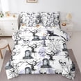 thumbnail image 1 of Manfei Horror Gothic Skull 7pcs Bedding Comforter Set,Black Spider Webs Queen Bedding Sets,Spooky Halloween Queen Sheet Sets For Teens,Microfiber Bedroom Decor Reversible, 1 of 8