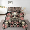 thumbnail image 1 of Manfei Horror Halloween Skull Bedding Comforter Set,Romantic Flower Rose Twin Comforter Sets,Gothic Theme Bedding Set For Teens,Microfiber Bedroom Decor Reversible,2pcs, 1 of 8