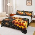 thumbnail image 1 of Manfei Horror Orange Pumpkin Queen Sheet Sets, Happy Halloween Featival Flat Sheet, Teen Kid Child Queen Fitted Sheet, Breathable Home Decor, 4pcs, 1 of 7