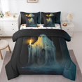 thumbnail image 1 of Manfei Horror Spooky Bedding Comforter Set 7 Pieces for Teens, Halloween Gothic Ghost Full Bedding Set, Cartoon Theme Reversible Fitted Sheet Flat Sheet, Lightweight Room Decor, 1 of 7