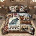 thumbnail image 1 of Manfei Howling Wolf Bear Bedding Comforter Set 7-Piece, Bohemian Aztec Full Bedding Set, Rustic Checkered Fitted Sheet Flat Sheet, Super Cozy Room Decor, 1 of 8