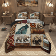 thumbnail image 1 of Manfei Howling Wolf Bear Full Size Comforter Sets 3-Piece, Bohemian Aztec Bedding Comforter Set, Rustic Checkered Bedding Sets, Super Cozy Room Decor, 1 of 8