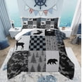 thumbnail image 1 of Manfei Hunting Moose Bear Bedding Comforter Set, Gray Black Blue Rustic Plaid Twin Comforter Sets, Nature Adventure Theme Bedding Set, Luxury Bedroom Decor, 1 of 8