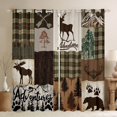 thumbnail image 1 of Manfei Hunting Moose Bear Black Out Curtains, Brown Green Rustic Plaid Curtains Pack of 2 (42x63 Each), Nature Adventure Theme Bedroom Curtains, Luxury Bedroom Decor, 1 of 6