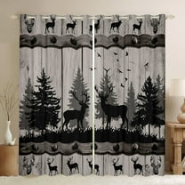 Manfei Hunting Moose Black Out Curtains, Gray Farmhouse Barn Door Curtains Pack of 2 (42x63 Each), Woodland Wildlife Animal Bedroom Curtains, Luxurious Home Decor
