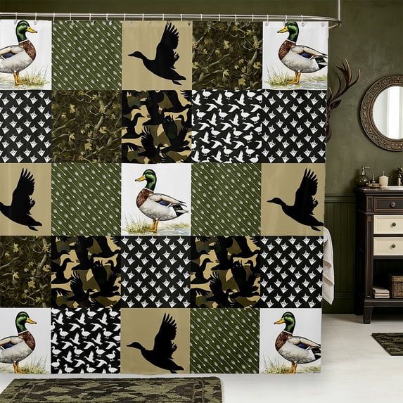 Manfei Hunting Themed Camo Shower Curtain 72Wx78L,Classic Camouflage Bath Curtain