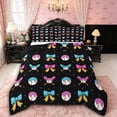 thumbnail image 1 of Manfei Ice Cream Baseball Full Size Comforter Sets 3 Pieces for Boys Girls,Kids Teens Blue Pink Bow Bedding Sets,Black Reversible,Luxury Bedroom Decor, 1 of 6