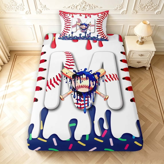 Monogramen Manfei Ice Cream Monogrammed M Fitted Sheet Full,Baseball Themed Bed ...