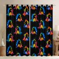 thumbnail image 1 of Manfei Ice Hockey Curtains and Drapes Pack of 2 (52x63 Each), Colorful Splash Black Out Curtains, Blue Orange Black, 1 of 5