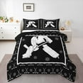 thumbnail image 1 of Manfei Ice Hockey Queen Comforter Set,Kids Sports Game Bedding Sets,White Snowflake Bedding Comforter Set For Teens,Breathable Bedroom Decoration Reversible,3 Pieces, 1 of 8