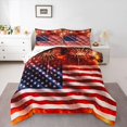 thumbnail image 1 of Manfei Independence Day Full Size Comforter Sets,Vintage American Flag Bedding Comforter Set,Red White Gold,Colorful Stars Reversible,3pcs,1 Comforter and 2 Pillowcases, 1 of 7