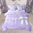 thumbnail image 1 of Manfei Initial Alphabet C 7-Piece Twin Bedding Sets for Kids Teens,Purple Bling Glitter Bedding Comforter Set,Flower Bow-Tie Butterfly Breathable Sheet Sets,Lightweight Room Decor,Reversible, 1 of 8