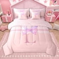 thumbnail image 1 of Manfei Initial Butterfly L 7 Pieces Bedding Comforter Set for Female Men Women,Bling Glitter Full Bedding Set Lightweight,Dreamy Princess Fitted Sheet Flat Sheet,Microfiber Bedroom Decor, 1 of 8