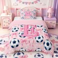 thumbnail image 1 of Manfei Initial Letter Alphabet E Twin Comforter Sets,3D Cartoon Soccer Print Bedding Set,Pink Reversible,2 Pieces,1 Comforter and 1 Pillowcase, 1 of 7