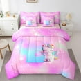thumbnail image 1 of Manfei Initial Letter B 7-Piece Bedding Comforter Set,Kawaii Unicorn King Bedding Sets,Starry Sky Bed Sheets For Girl,Breathable Bedroom Decoration Reversible, 1 of 8