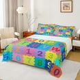 thumbnail image 1 of Manfei Initial Letter Kids Twin Sheet Sets, Colorful Cartoon Buffalo Fitted Sheet, 3pcs, 1 of 6