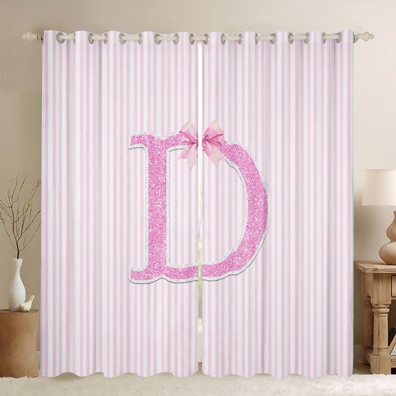 Manfei Initial Letter D Design Curtains and Drapes Pack of 2 (52x63 Each),Abstract Line Art Black Out Curtains