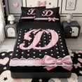 thumbnail image 1 of Manfei Initial Letter D Design Zipper Twin Comforter Sets with Fitted Sheet and 2 Pillowcases,Cute Bowknot Zipper Bedding Set,Black Reversible,4 Pieces, 1 of 7