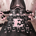 thumbnail image 1 of Feelyou Initial Letter E Twin Bedding Sets 7-Piece, Pink Princess Bedding Comforter Set, Cartoon Bow Sheet Sets, Breathable Room Decorative, 1 of 8