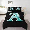 thumbnail image 1 of Manfei Initial A Letter Full Size Comforter Sets for Kid, Princess Cyan Bowknot Bedding Comforter Set, Kawaii Cute Cartoon Reversible Bedding Sets, Breathable Home Decor, 3pcs, 1 of 8