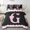 thumbnail image 1 of Manfei Initial Letter G 7 Pieces Bedding Comforter Set,Galaxy Starry Night Full Bedding Set,Pink Sequin Print Fitted Sheet Flat Sheet For Girl,Breathable Bedroom Decoration Reversible, 1 of 8