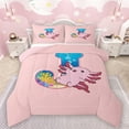 thumbnail image 1 of Manfei Initial Letter J Bedding Comforter Set,Cute Axolotl Salamander Twin Comforter Sets,Pink Ocean Animal Bedding Set For Girl,Breathable Bedroom Decoration Reversible,2 Pieces, 1 of 8