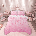 thumbnail image 1 of Manfei Initial Letter K Bedding Comforter Set, Cute Princess Bowknot Twin Comforter Sets, Teens Boys Girls Kids Reversible Bedding Set, Microfiber Bedroom Decor, 2-Piece, 1 of 8