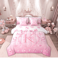 thumbnail image 1 of Manfei Initial Letter K Twin Bedding Sets 7-Piece, Cute Princess Bowknot Bedding Comforter Set, Teens Boys Girls Kids Reversible Sheet Sets, Microfiber Bedroom Decor, 1 of 7