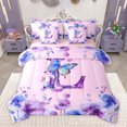 thumbnail image 1 of Manfei Initial Letter L 7pcs Bedding Comforter Set,Vintage Floral Butterfly Queen Bedding Sets,Pink Purple Queen Sheet Sets For Kids,Breathable Bedroom Decoration Reversible, 1 of 8