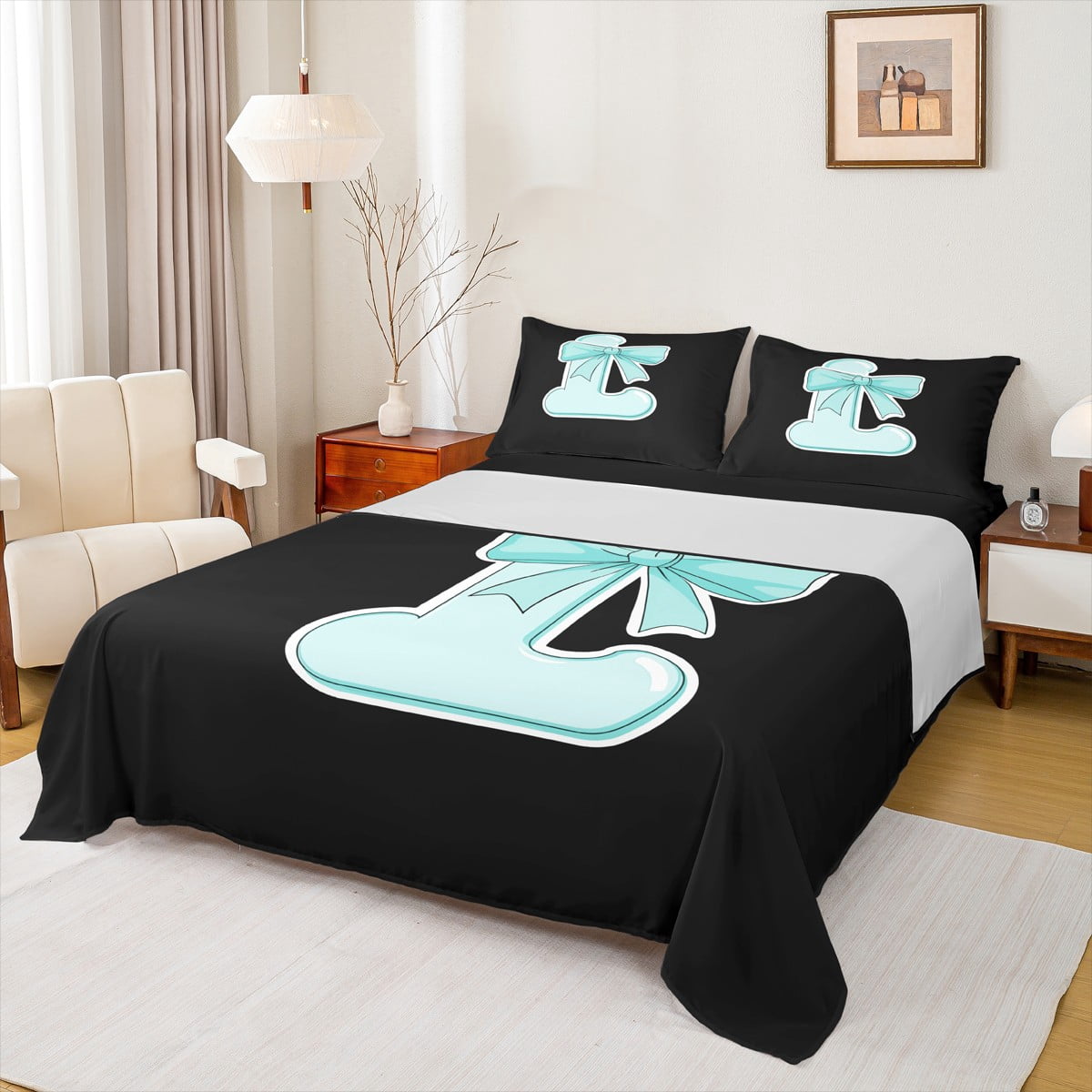 Letterinbed Design Manfei Initial Letter L Bed Sheets, Monogrammed A to Z King Sheets ...