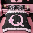 thumbnail image 1 of Manfei Initial Letter Q 7 Pieces Bedding Comforter Set,Galaxy Starry Night Full Bedding Set,Pink Sequin Print Fitted Sheet Flat Sheet For Girl,Breathable Bedroom Decoration Reversible, 1 of 8