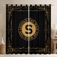 thumbnail image 1 of Manfei Initial Letter S Black Out Curtains, Black Gold Monogrammed Curtains Pack of 2 (42x63 Each), Retro Tribal Aztec Geometric Bedroom Curtains, Curtains Blackout Home Decor, 1 of 6