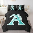 thumbnail image 1 of Manfei Initial A Letter Twin Bedding Sets 7-Piece for Kid, Princess Cyan Bowknot Bedding Comforter Set, Kawaii Cute Cartoon Reversible Sheet Sets, Breathable Home Decor, 1 of 7