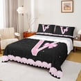thumbnail image 1 of Manfei Initial Letter V Full Size Sheets,Galaxy Starry Night Bed Sheets,Pink Sequin Print Sheet Sets For Girl,Breathable Bedroom Decoration,4 Pieces, 1 of 7