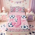 thumbnail image 1 of Manfei Initial Lettering J Zipper Full Size Comforter Sets with Fitted Sheet and 2 Pillowcases,Pink Dreamy Bowtie Zipper Bedding Set,Pink Reversible,4 Pieces, 1 of 7