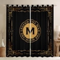 thumbnail image 1 of Manfei Initial M Letter Black Out Curtains, Black Gold Aztec Geometric Curtains Pack of 2 (42x63 Each), Vintage Western Style Bedroom Curtains, Curtains and Drapes Room Decor, 1 of 6