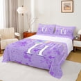 thumbnail image 1 of Manfei Initial Ombre Butterfly H 4 Pieces Queen Sheet Sets for Female Men Women,Purple Bling Glitter Ultra Soft Flat Sheet,Dreamy Princess Queen Fitted Sheet,Microfiber Bedroom Decor, 1 of 7