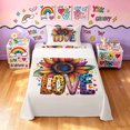 thumbnail image 1 of Manfei Ink Love Twin Sheets, Graffiti Rainbow Sunflower Bedding, Cream Orange, 3-Piece, 1 Flat Sheet, 1 Fitted Sheet and 1 Pillowcase, 1 of 6