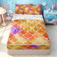 thumbnail image 1 of Manfei Ink Mermaid Scale Zipper Twin Comforter Sets with Fitted Sheet and 2 Pillowcases, Dreamy Sealife Zipper Bedding Set, Orange Gold, Polkadot Reversible, 4 Pieces, 1 of 7