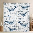 thumbnail image 1 of Manfei Ink Ocean Whale Blackout Curtains Set of 2 (38x54 Each), Kawaii Shark Living Room Curtains, Navy White, 1 of 6