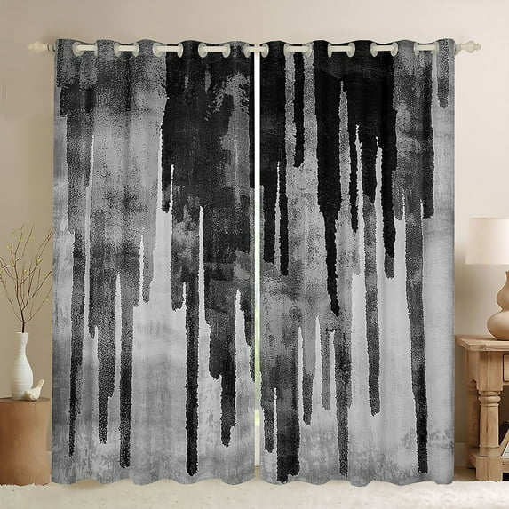 Manfei Ink Painting Art Black Out Curtains,Abstract Aesthetic Curtains Pack of 2 (42x63 Each),Gray Stripes Lines Bedroom Curtains For Men Women,Ultra Soft Home Decor