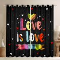thumbnail image 1 of Manfei Ink Rainbow Blackout Curtains, Watercolor Love is Love Window Curtains Pack of 2 (38x45 Each), Black Pink, 1 of 6