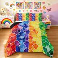 thumbnail image 1 of Manfei Ink Rainbow Queen Comforter Set, Modern Oil Printing Comforter Sets Queen, Yellow Blue, Black Reversible, 3-Piece, 1 Comforter and 2 Pillowcases, 1 of 7